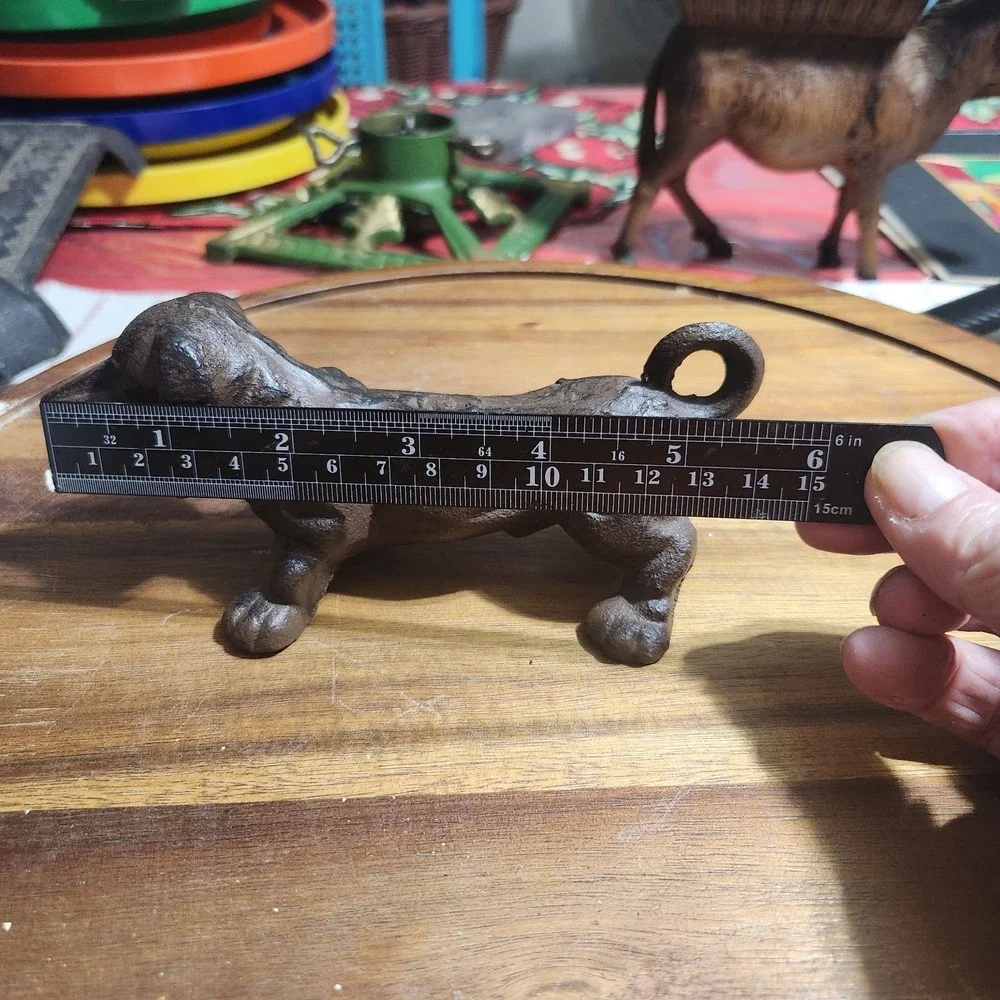Cast Iron Black Weiner Dog Figurine.  Approx 8x6